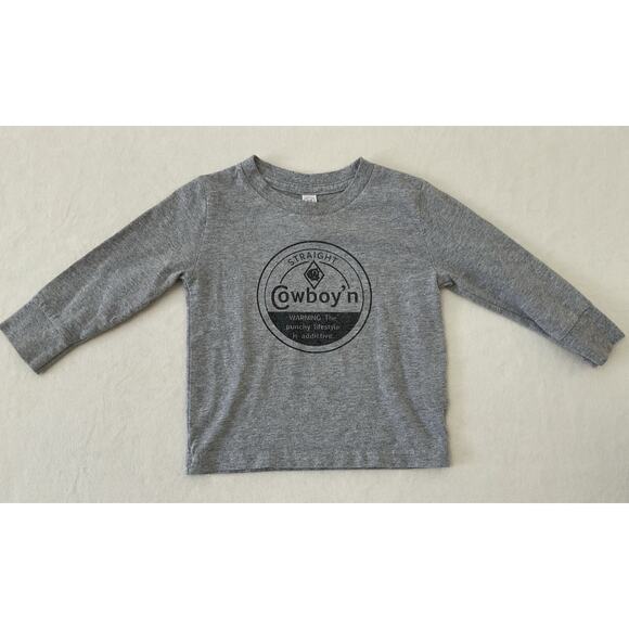 Toddler 2T Rabbit Skins Long Sleeve Shirt Grey “Straight Cowboy’n” Western Rodeo - Picture 1 of 3